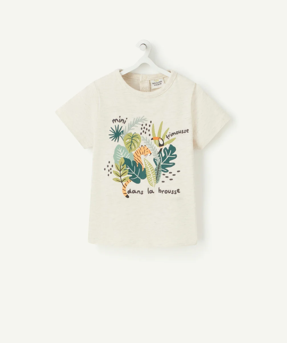 T-SHIRT BÉBÉ GARÇON EN FIBRES RECYCLÉES ÉCRU AVEC ANIMATION
