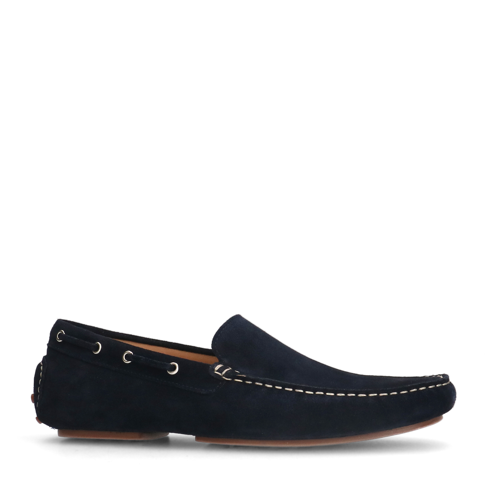 Donkerblauwe suède loafers