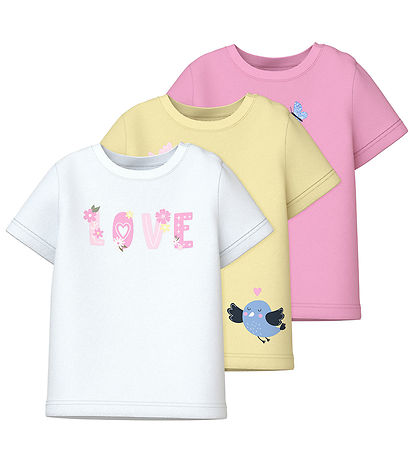 Name It T-Shirt - 3er-Pack - NbfVubie - Pink Zuckerguss/Pastel G