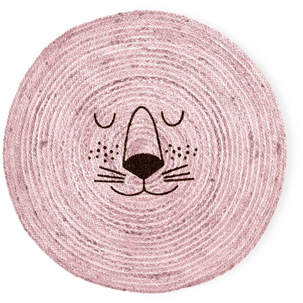 Køb Rice Jute Gulvtæppe Med Lion Face I Soft Pink