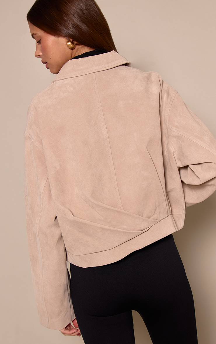 OS Veste En Daim Zippée À Ourlet Froncé