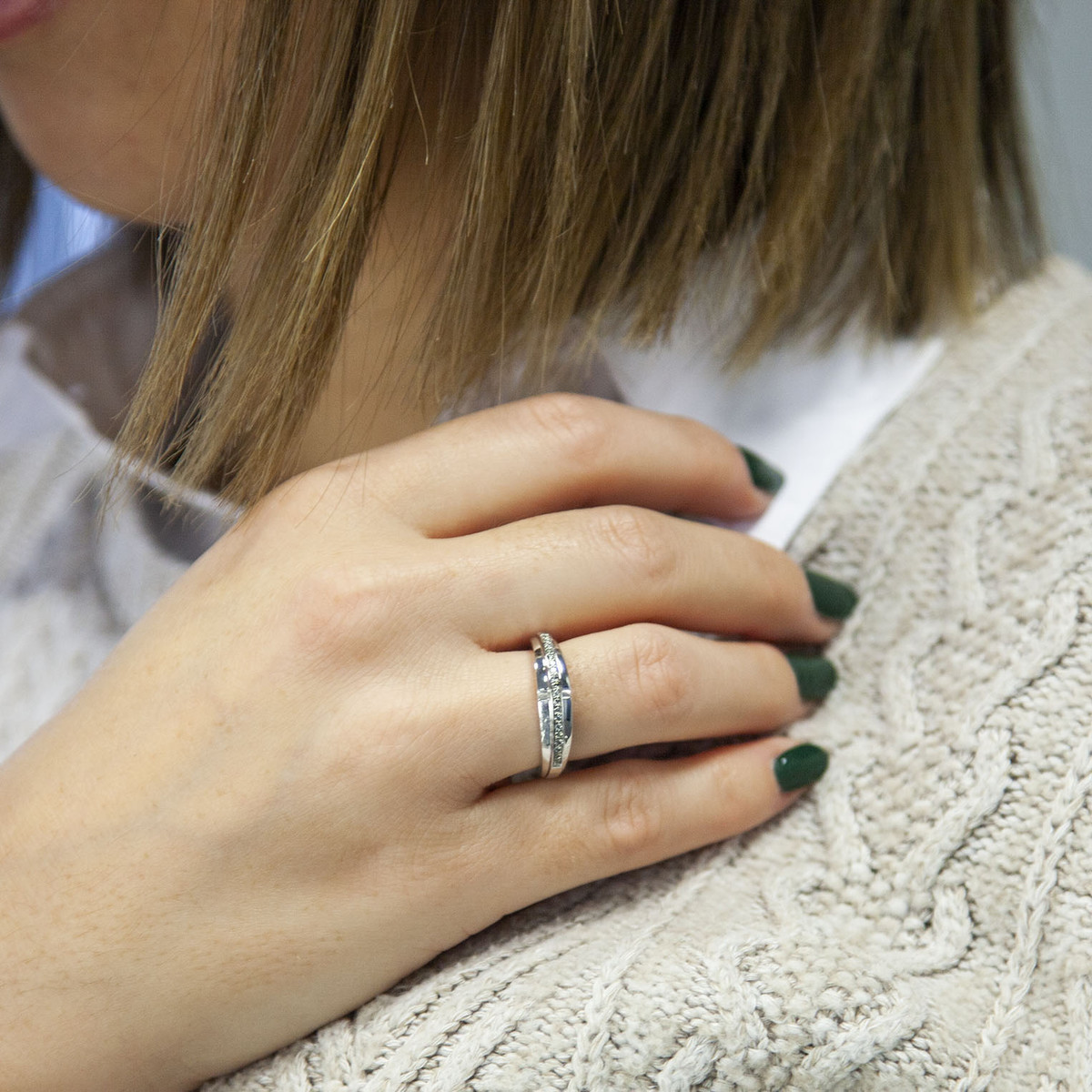 Bague VAN BRILL or blanc 750, diamants.