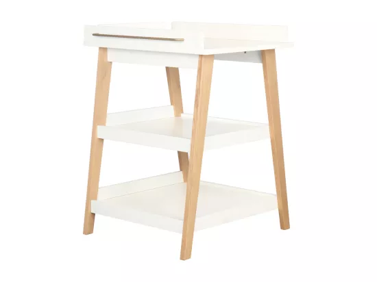 Table à langer bois massif blanc et bois OLYMPE