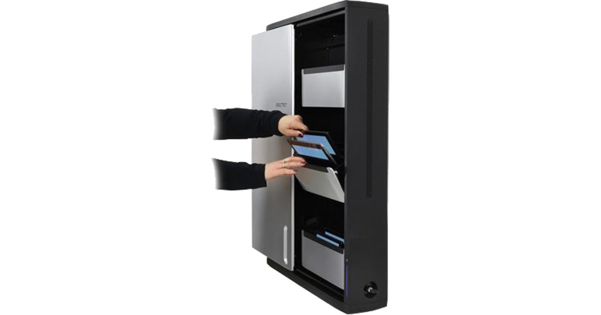 ErgotronZip12 Charging Wall Mount Storage Cabinet  (Zwart/zilver)