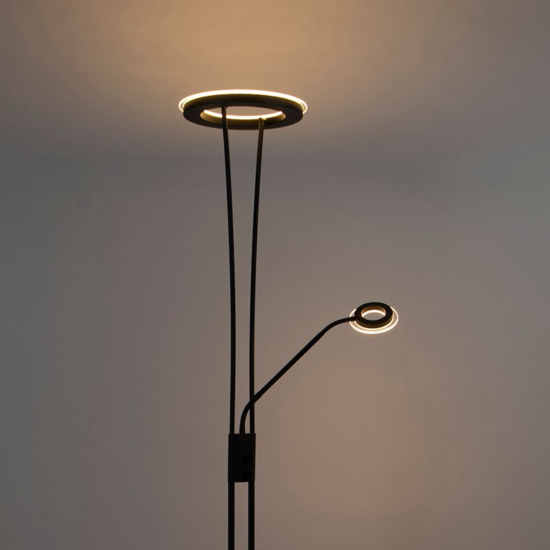 Moderne vloerlamp zwart incl. LED met leesarm - Divine