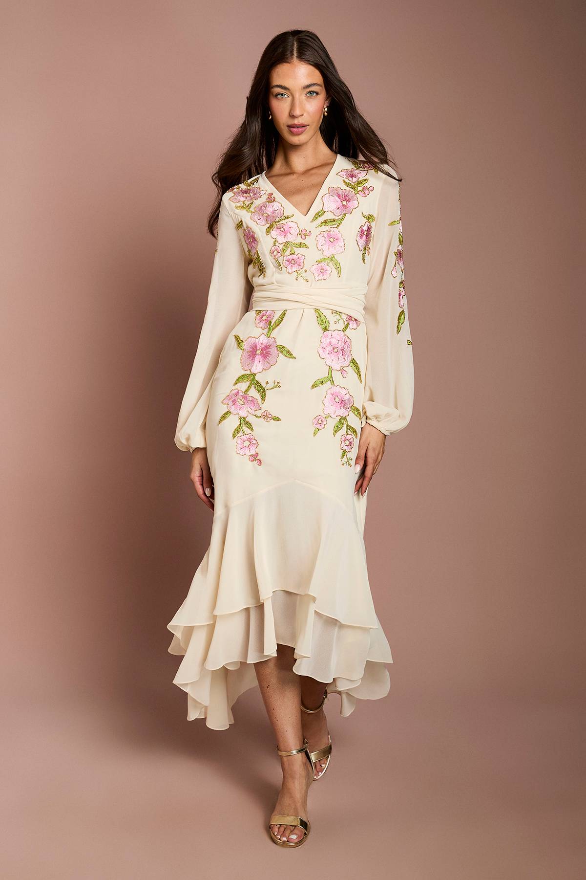 Coast Robe Maxi Asymétrique Ornée De Sequins Et Brodée