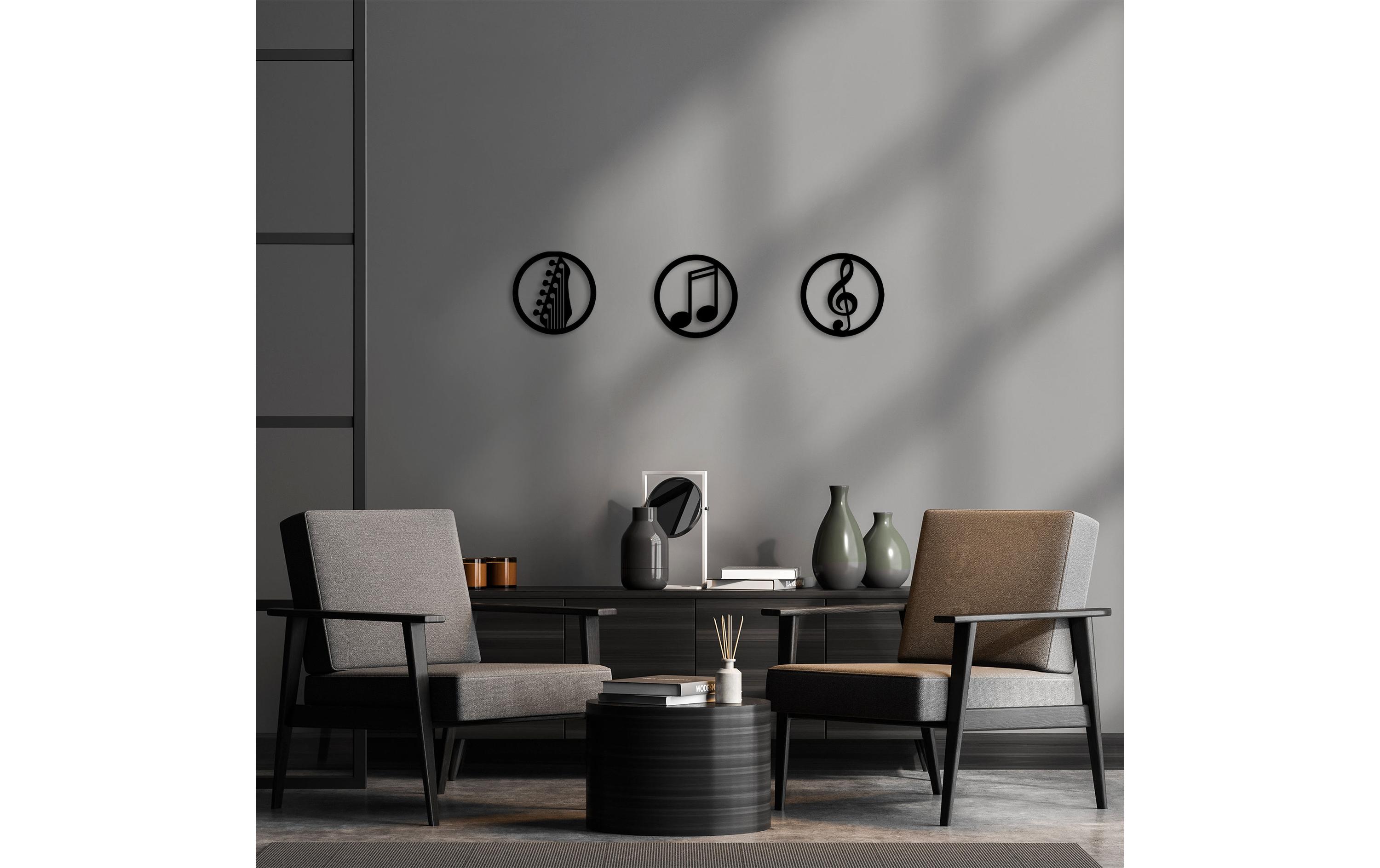 Wanddekoration Just Music 3-teilig, 25 cmMetall-Wand-Accessoire