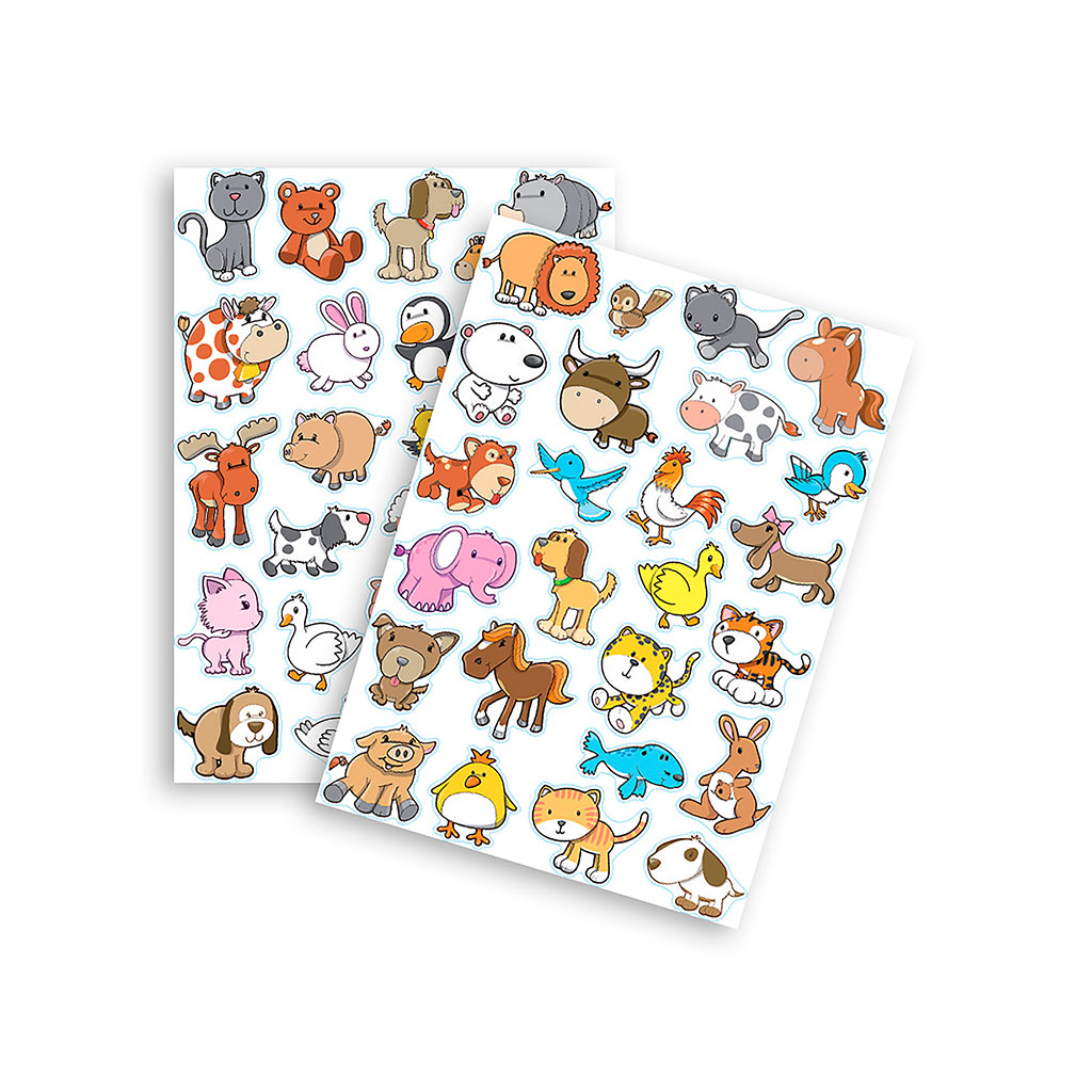 Planche de gommettes animaux 16.5x30cm