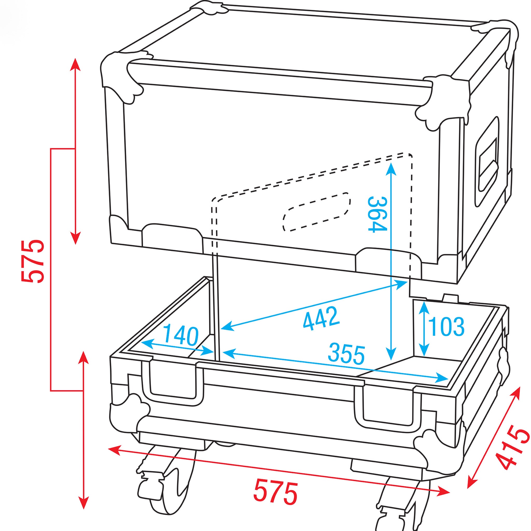 DAP flightcase voor 2x DAP M10 vloermonitoren