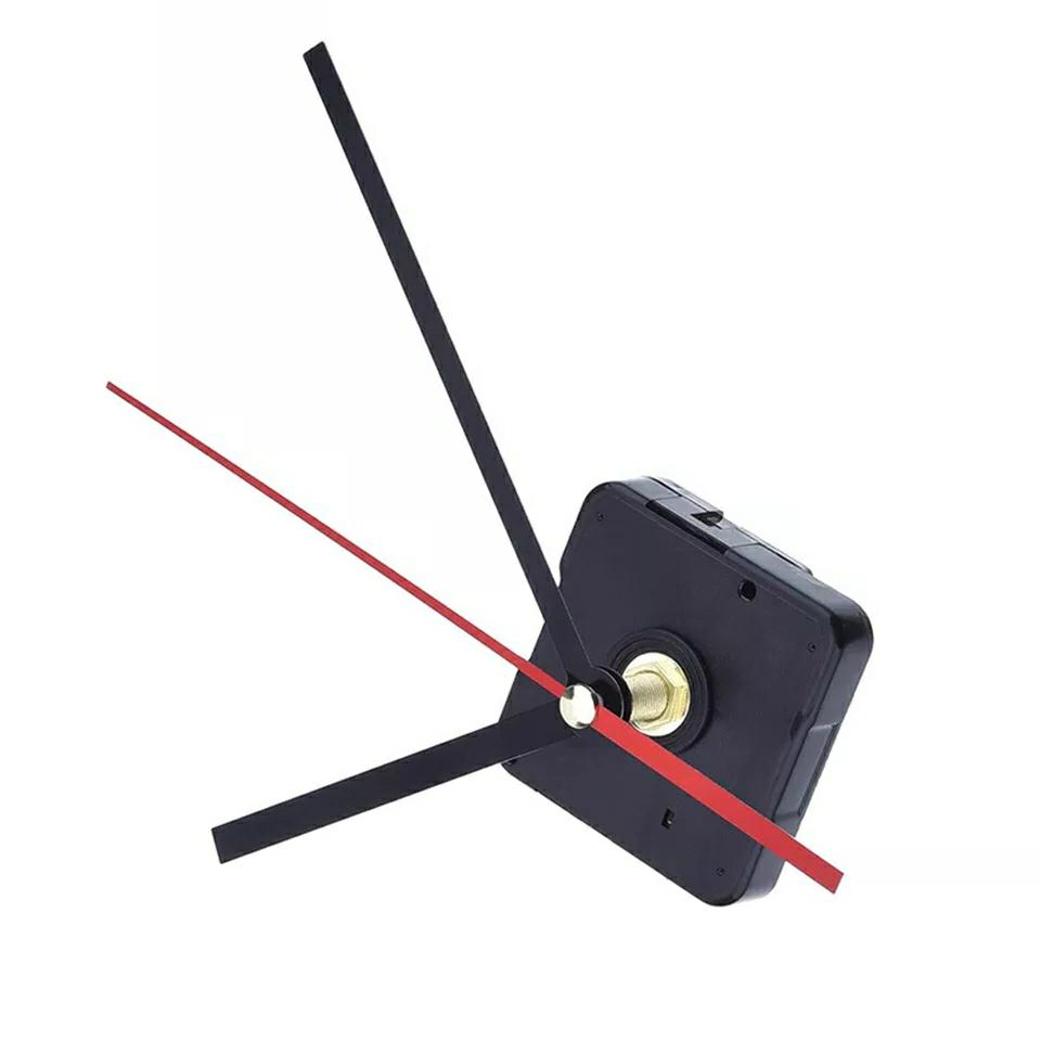 Ersatz Quarz Uhrwerk mit Alu Zeiger für DIY Wanduhr Home Deko (Batteriebetrieben) - Schwarz / Silber