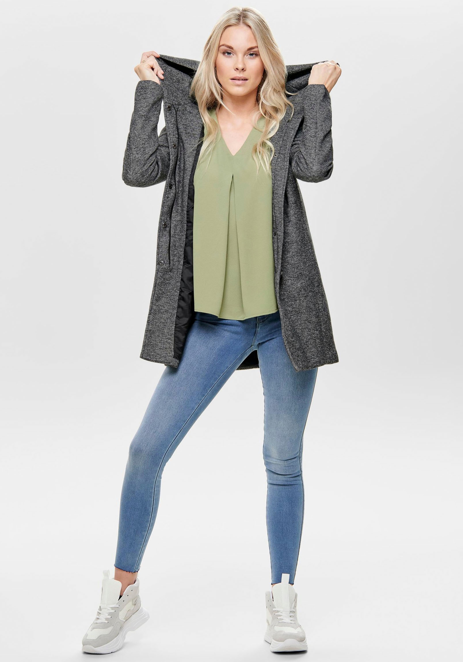ONLY Kurzmantel »ONLSEDONA LIGHT COAT OTW NOOS«, verdeckte Knopfleiste