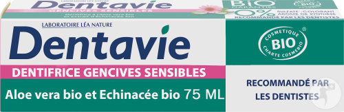 Léa Nature Dentavie Dentifrice Gencives Sensibles Aloe Vera Extraits D'Échinacée Bio Tube 75ml