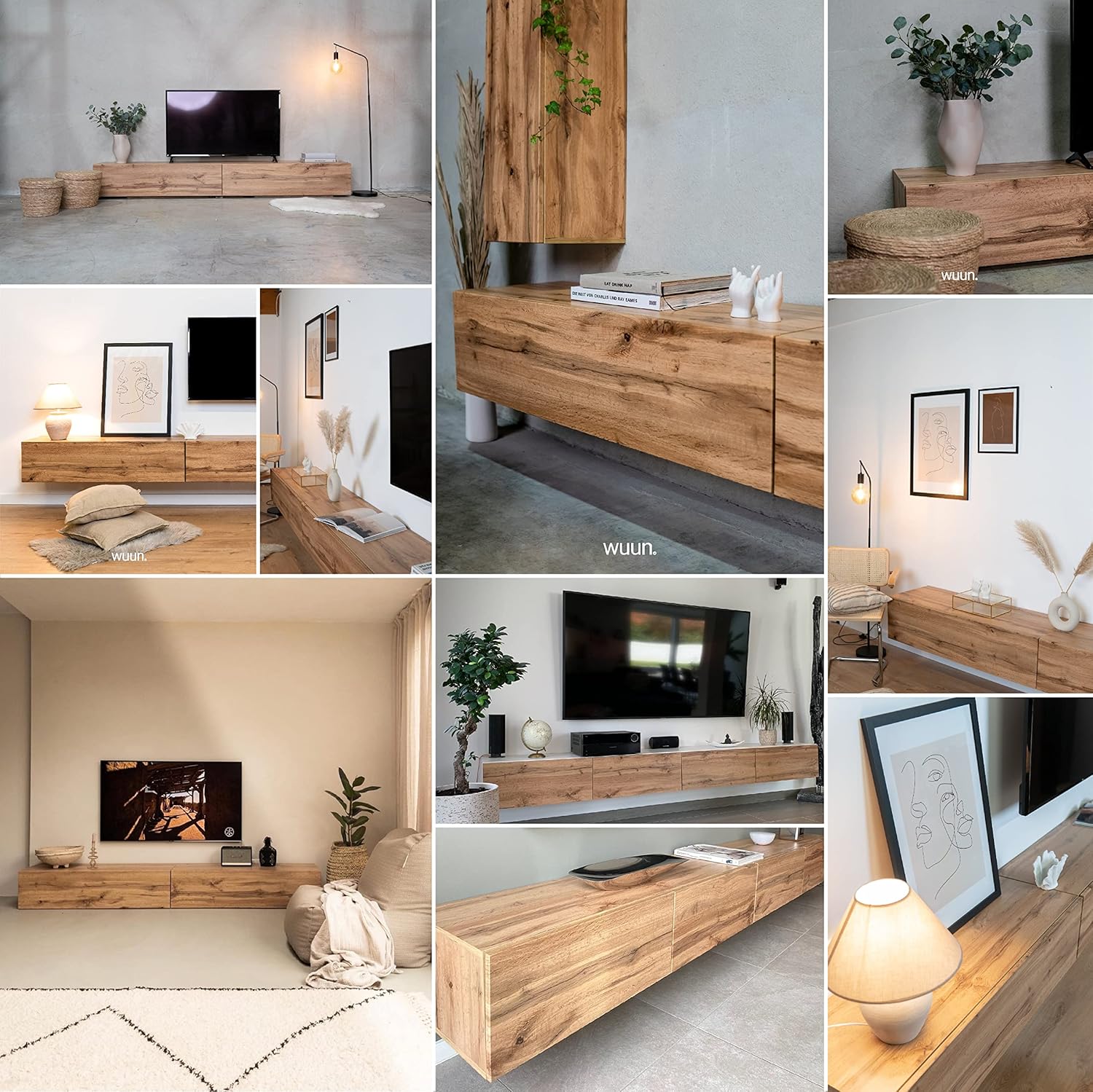 Wuun® TV-Lowboard Somero I 100cm bis 360cm I TV-Schrank & Hängeschrank für Wohnzimmer I Verschiedene Varianten
