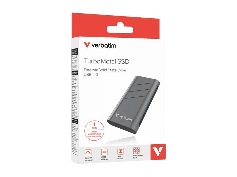 Verbatim Externe SSD TurboMetal 1000 GB Externe SSD mit hoher Geschwindigkeit und robustem Metalldesign
