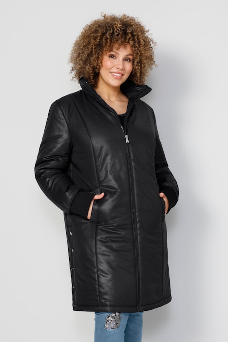Longjacke, Stehkragen, Druckknöpfe seitlich am Saum