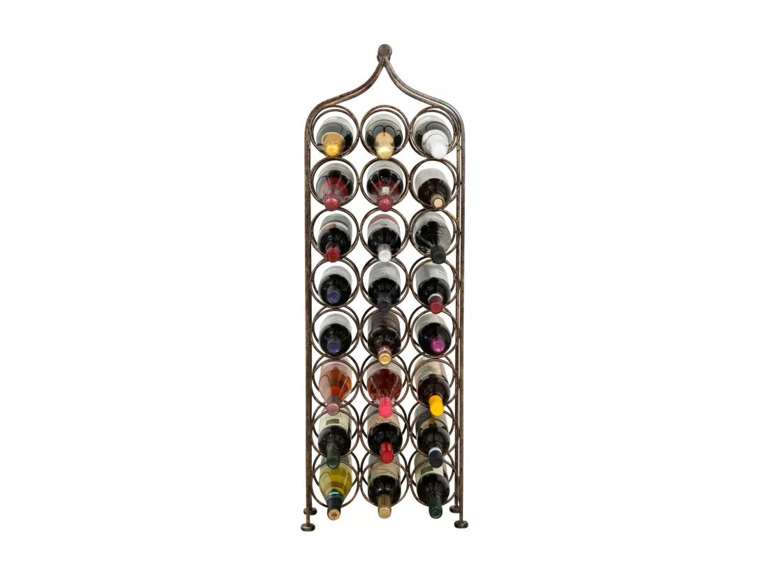 Porte-bouteille Vinique en fer forgé finition noir antique - 24 bouteilles - 36x16x106 cm