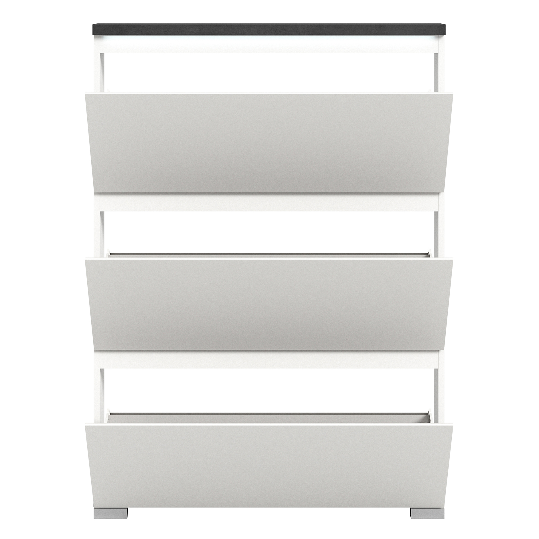 Schuhschrank SHOELOVE - weiß-Industrial grau - 130 cm hoch