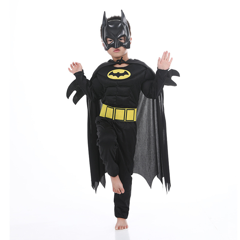(160cm) Fasnachts Kinder Kostüm Fledermausmann Overall Verkleidung für Motto Partys / Halloween inkl. Maske   Cape Umhang - Schwarz