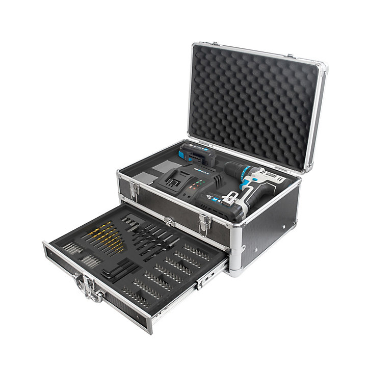 Perceuse visseuse à percussion sans fil Mac Allister MCD18-Li-2 Gamme SOLO 2x2Ah + 158 accessoires