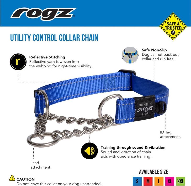 Rogz Utility Sliphalsband Ketting Zwart - Hondenhalsband - 31-45x1.6 cm