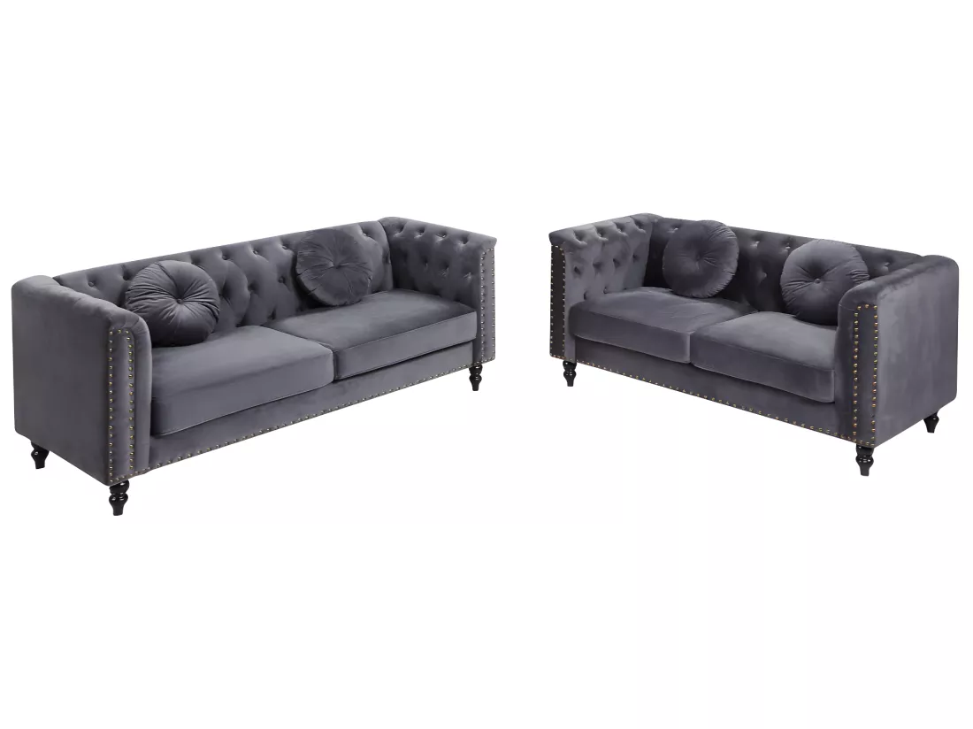 Canapés 3 places et 2 places en velours TURNER - Anthracite