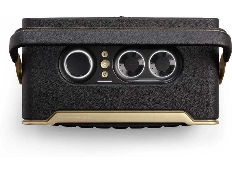 JBL Bluetooth Speaker Authentics 300 Schwarz Tragbarer Smart-Home-Lautsprecher mit WLAN, Bluetooth und Sprachassistent im Retro-Design