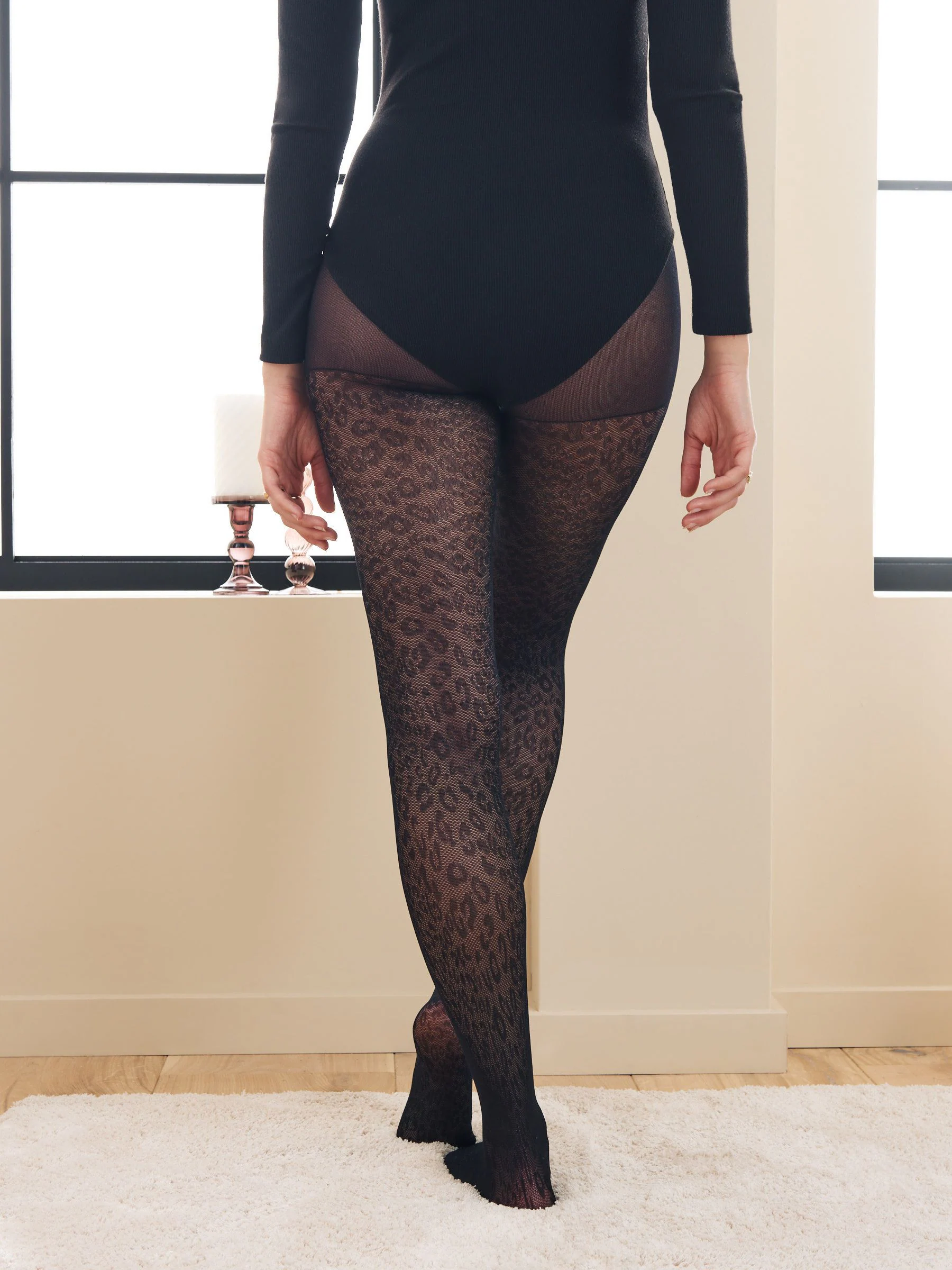 Zwart met dierenprint - 1 Panty's met patroon