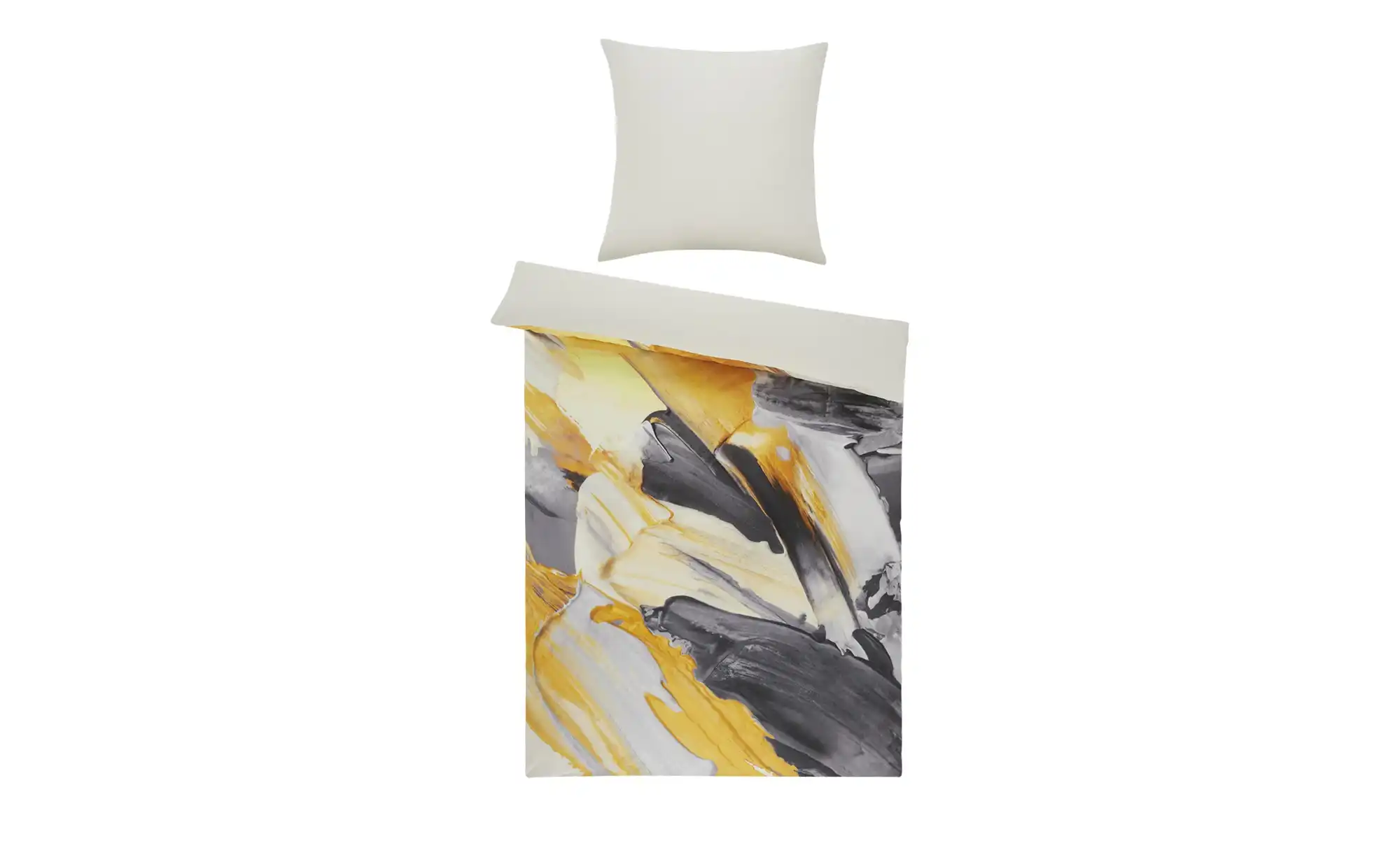 indigo Mako-Satin Wendebettwäsche Brushstroke