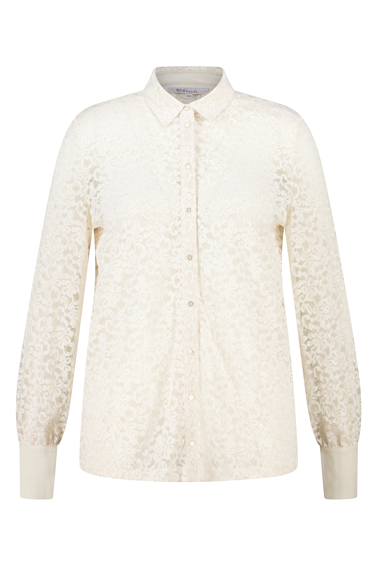 Top met kant en pailetten Cream