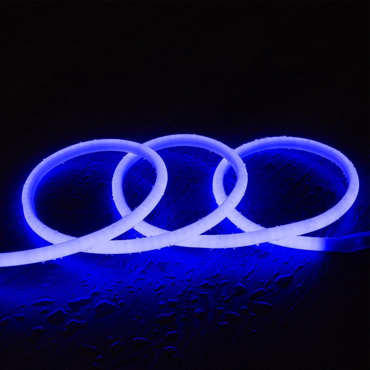 LEDKIA LIGHTING LED-Streifen Neon Dimmbar 220V Rund SFLEX14 8W/m Schnitt 100cm IP65 nach Maß Blau 50 m