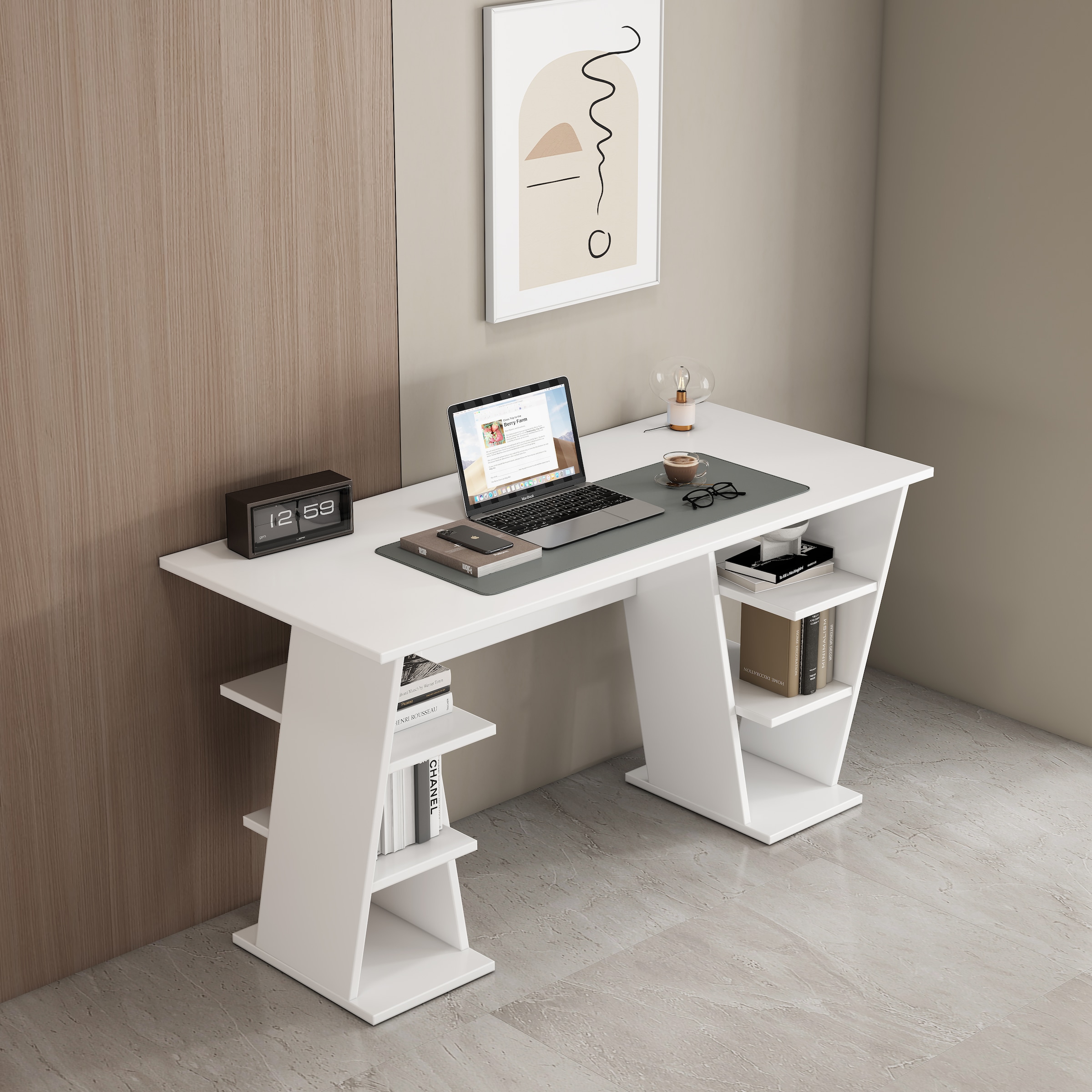 GOODproduct Schreibtisch »Ezzell« Set,  Regalschreibtisch mit Ablagen, modernes Design, Breite 137 cm