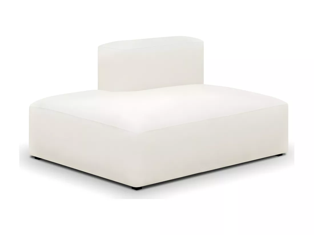 Canapé d'angle à droite modulable avec méridienne 3/4 places en tissu bouclette écru - Modulo