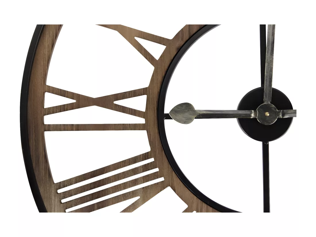 Grande horloge ancienne forge Bois-Fer Marron - Décoration d'Autrefois