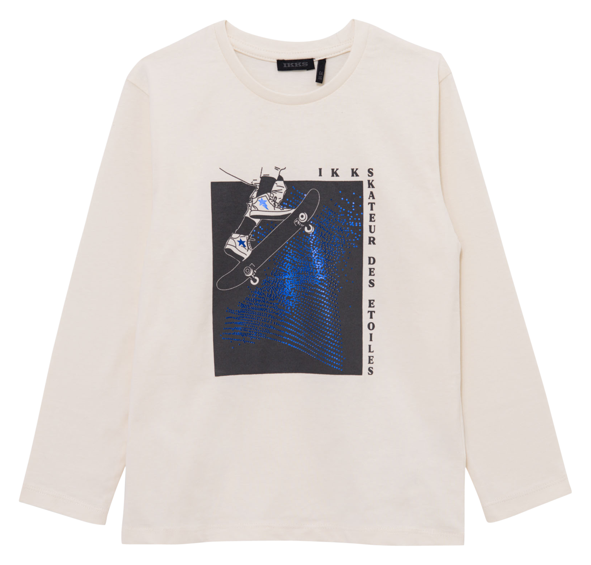 Tee-shirt col rond droit en coton sérigraphié | Blanc