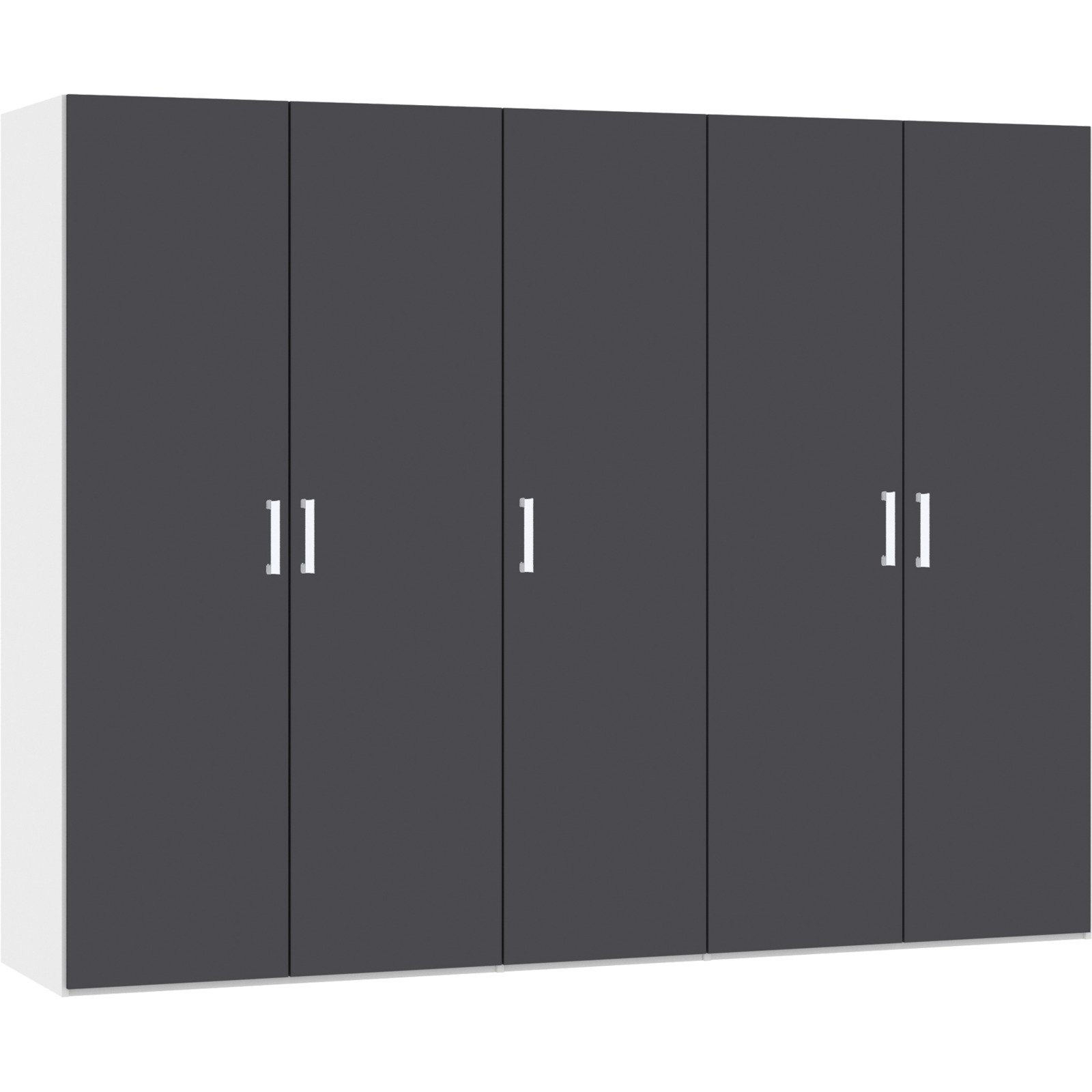 Drehtürenschrank Schweizer 113 Spanplatte melaminbeschichtet premiumweiss/anthrazit matt 253 x 215 x 59 cm