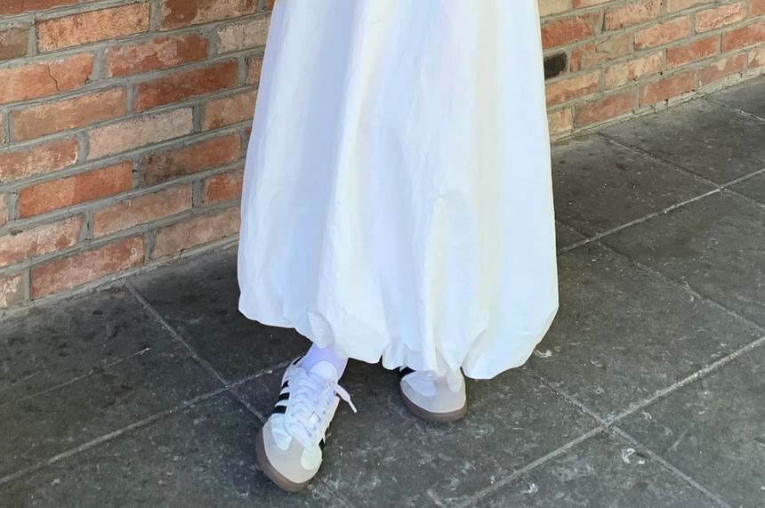 ZENME - Midi A-lijn rok met elastische taille en bubbelzoom