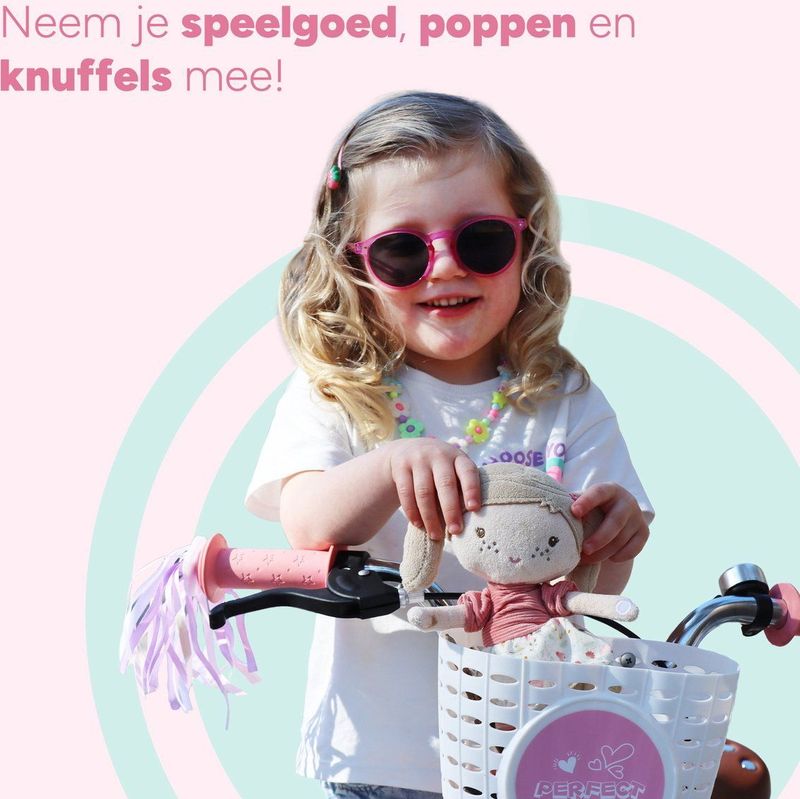 AMIGO - Perfect - Kinderfiets - Wit/Roze - 12 Inch - Terugtraprem