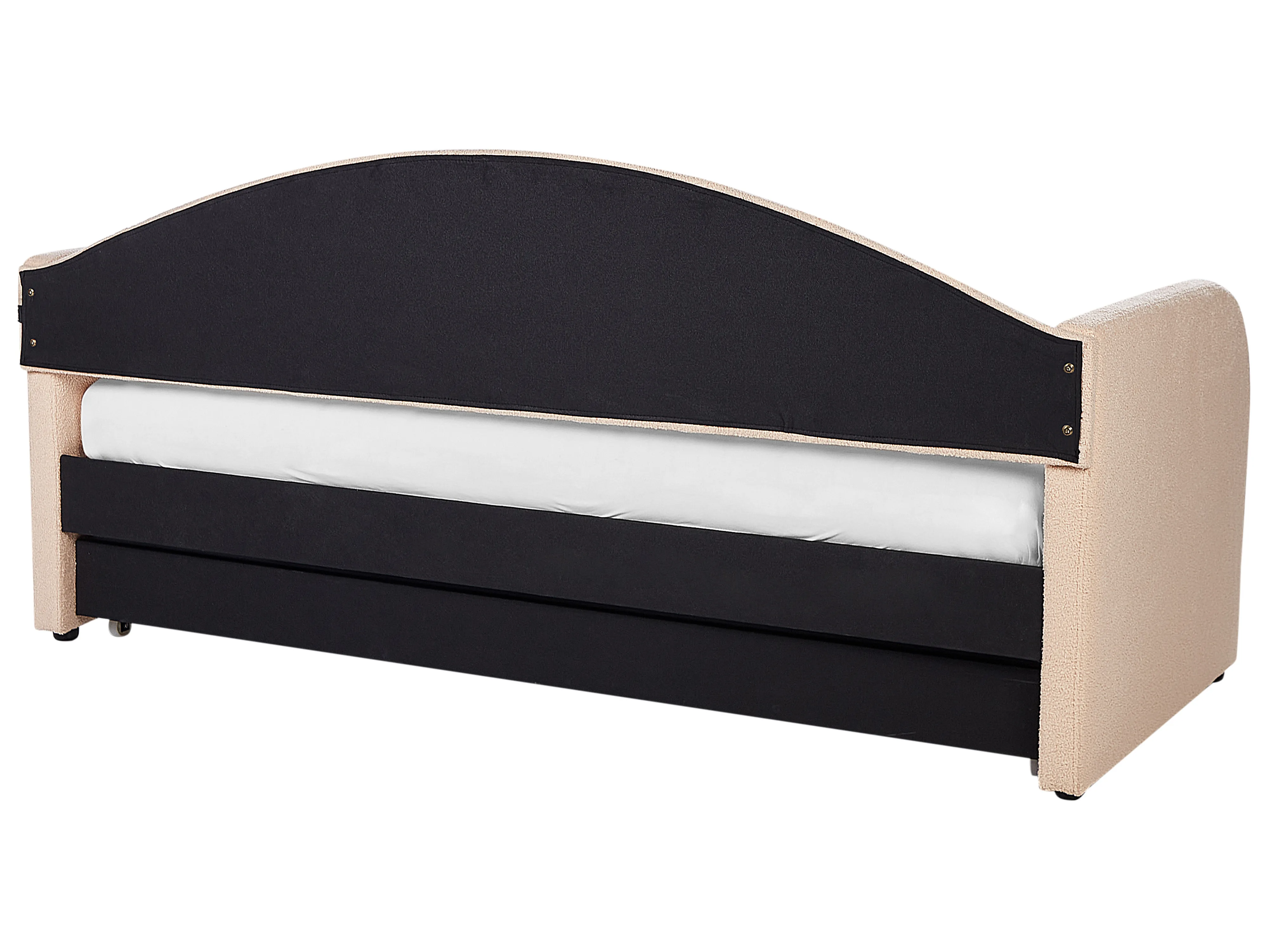Onderschuifbed Bouclé EYBURIE 90 x 200 cm Perzikroze