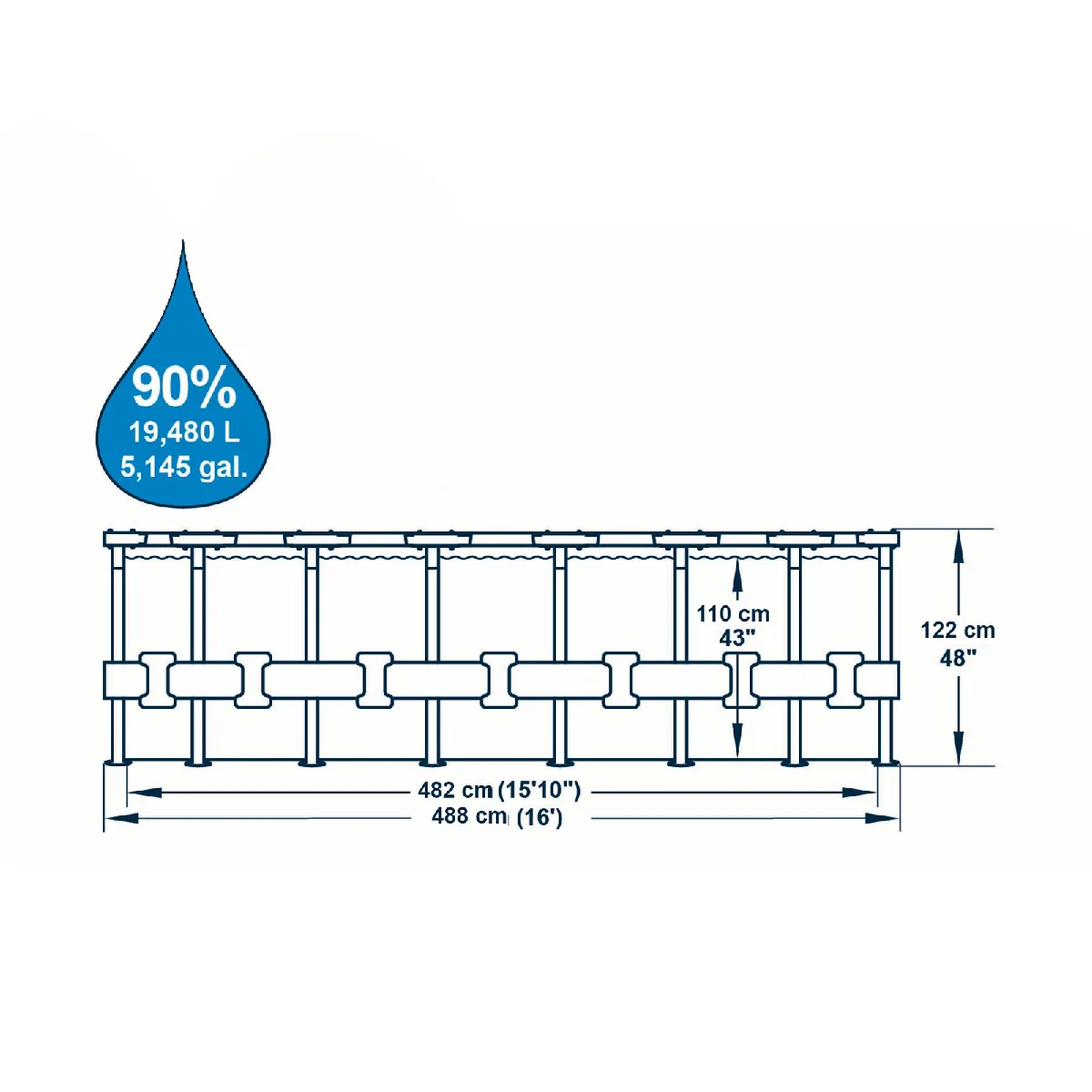 Bestway Power Steel Rotin 488x122 cm