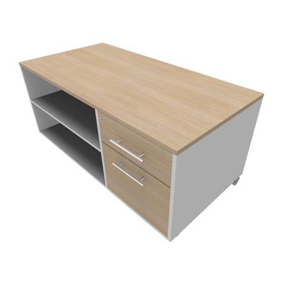 Console mobile INEO JET UP Bureau Vallée - L100 X H63 X P60 cm - 2 tiroirs dont 1 personnalisable en option - Finition imitation Chêne clair