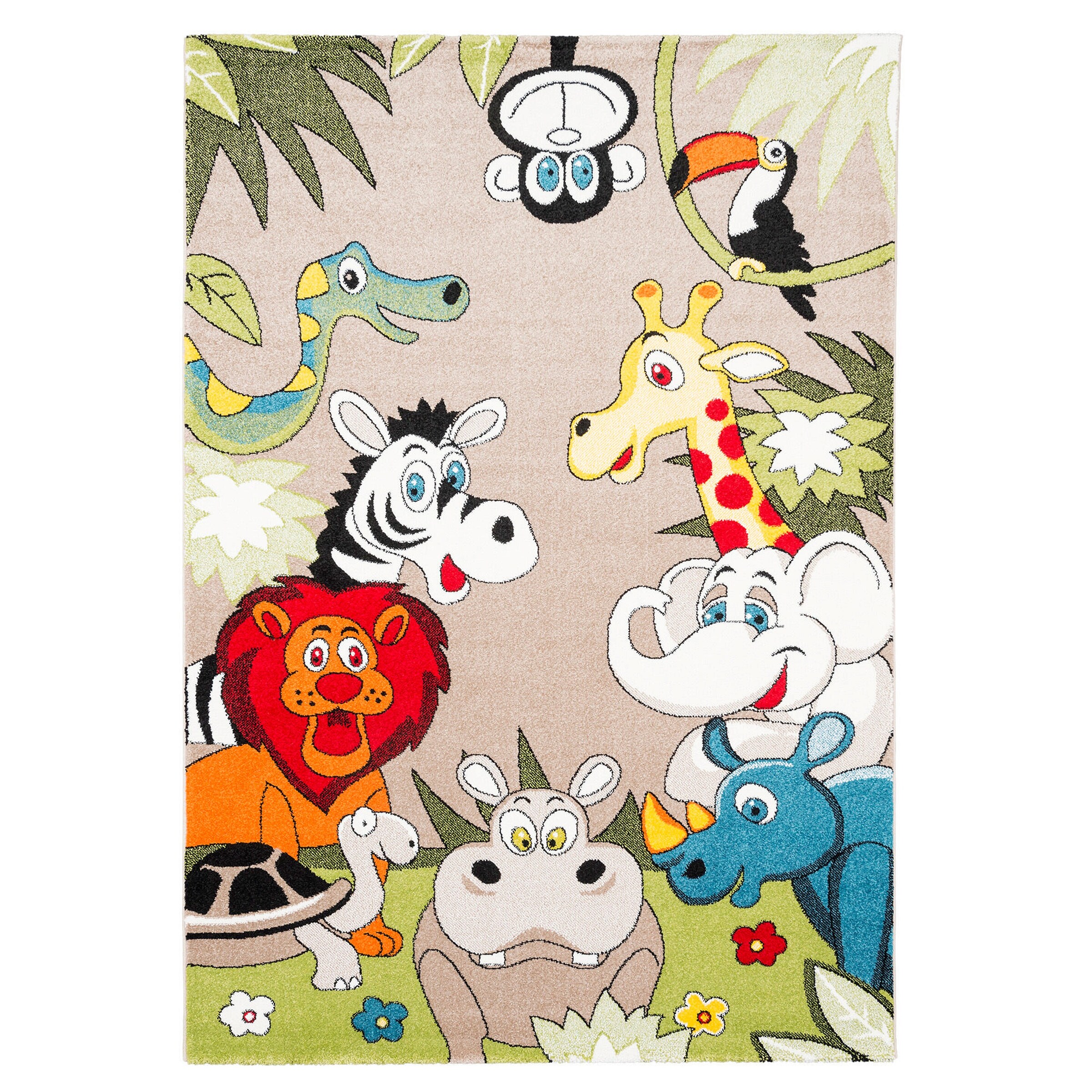 Pergamon Kinder Teppich Faro Safari Bunt Tiere Bunt