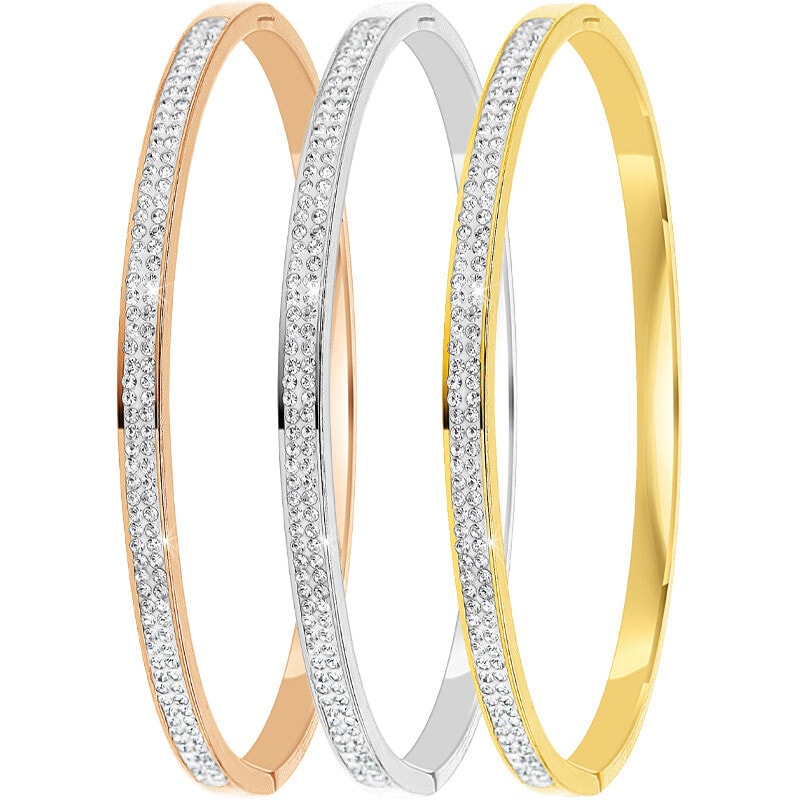 Trio de joncs - Acier inoxydable & cristal