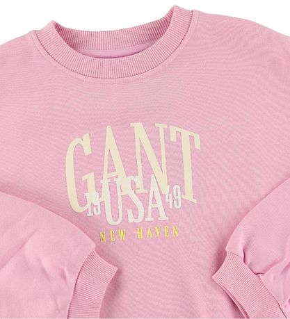GANT Sweatshirt - C-Ausschnitt - Cropped - Milchig Pink