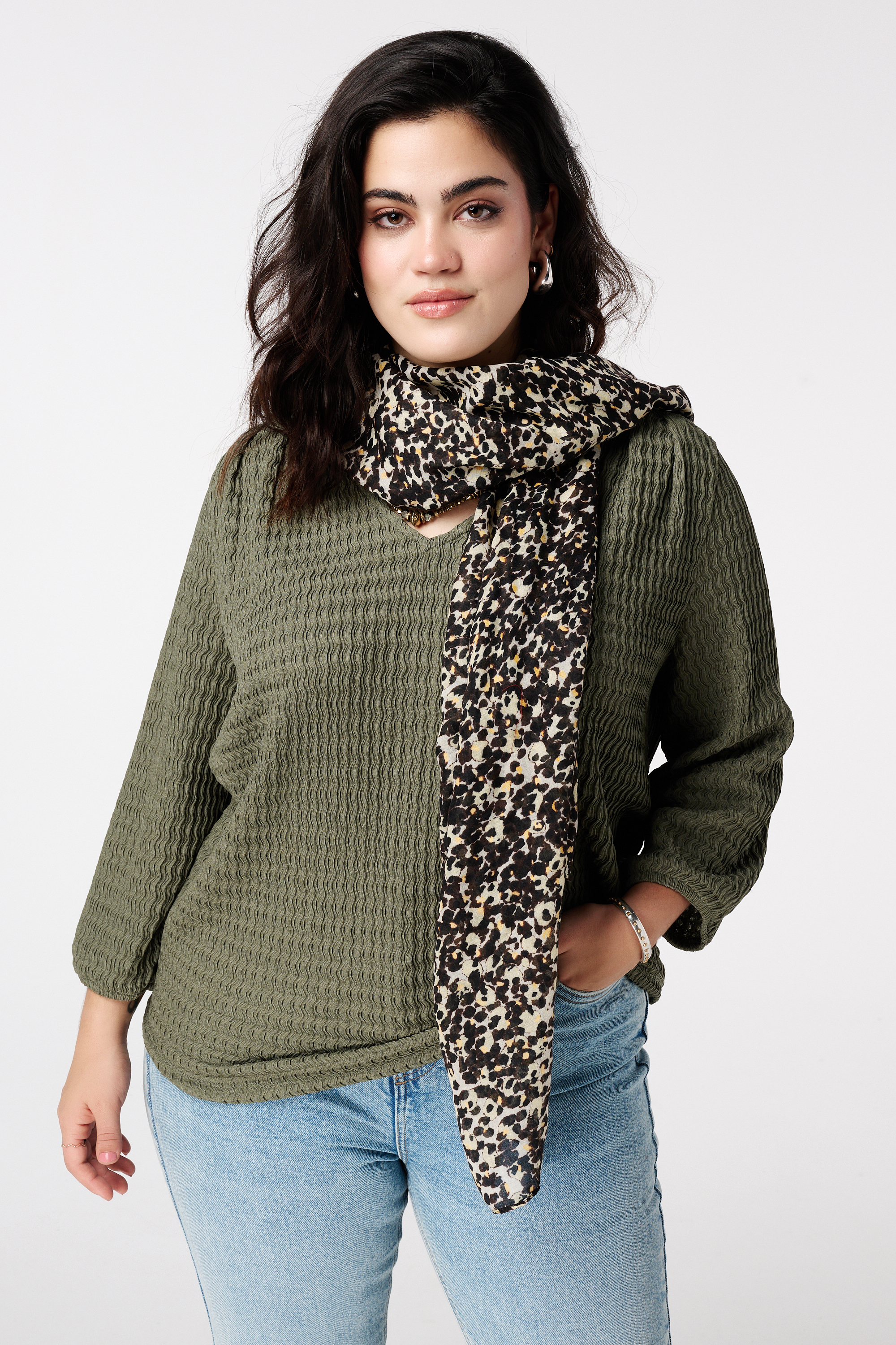 Sjaal met animal print Multi brown