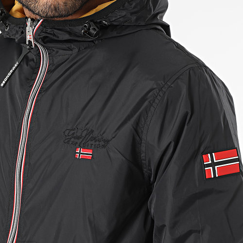 Veste Zippée Capuche Réversible Noir Jaune