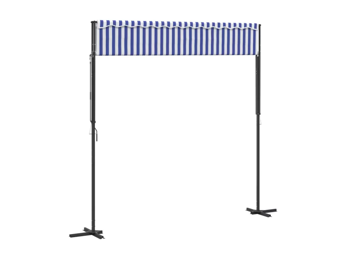 Auvent autoportant bleu et blanc 300x300 cm tissu et acier
