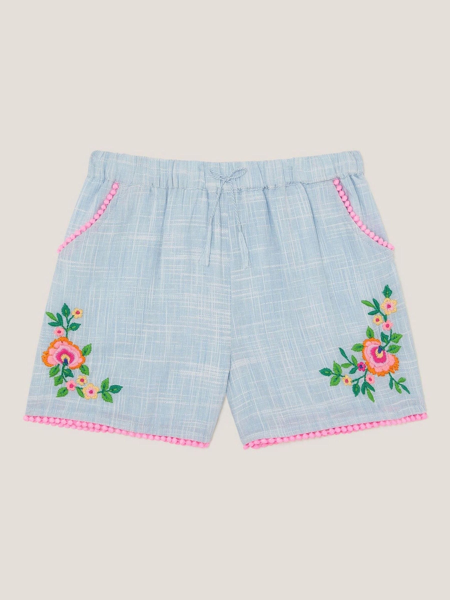 Monsoon - Slubshorts met bloemenborduursel