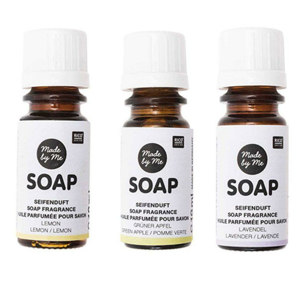 3 huiles parfumées 10 ml pour savon - citron, pomme, lavande
