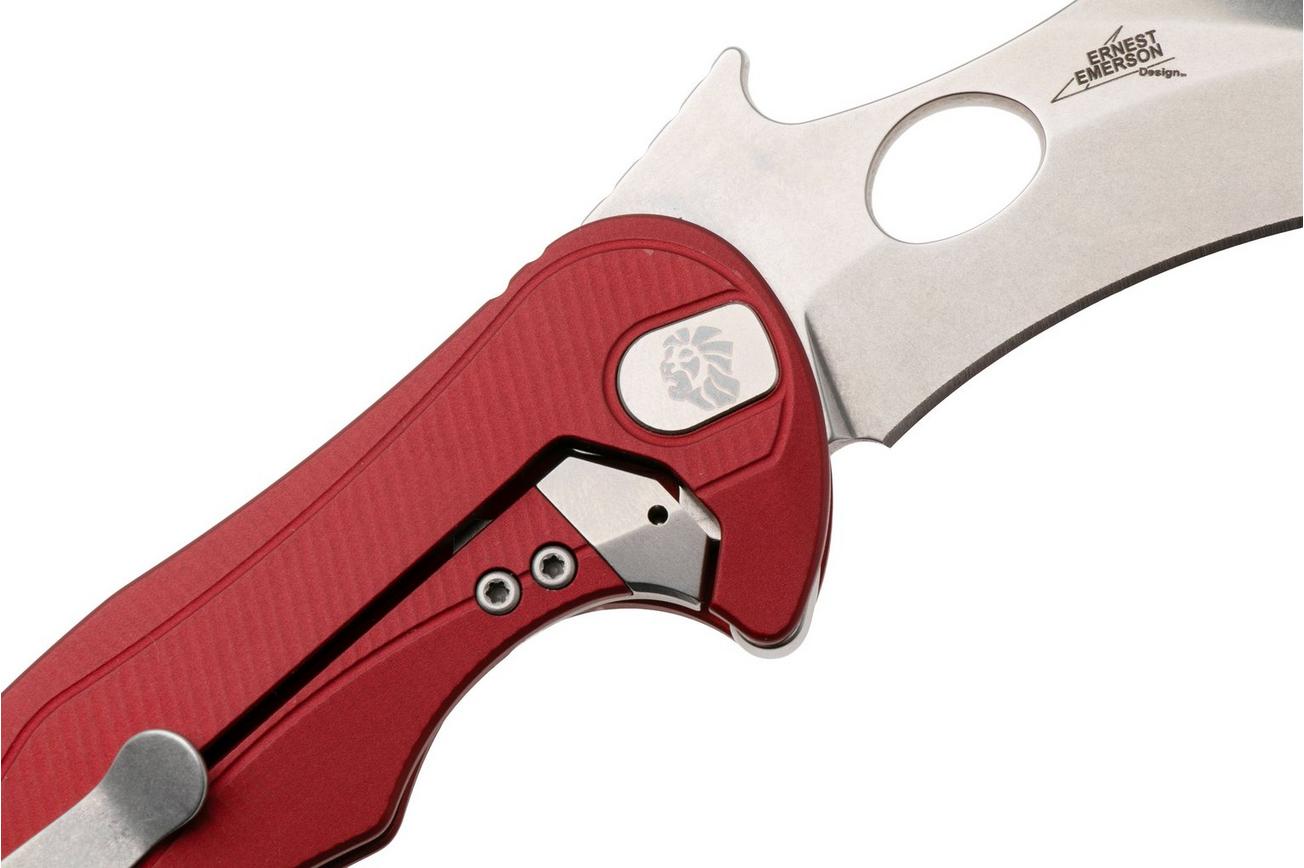 LionSteel L.E.One Mid LE2-RS, Stonewashed M390, Red Aluminum, karambit zakmes