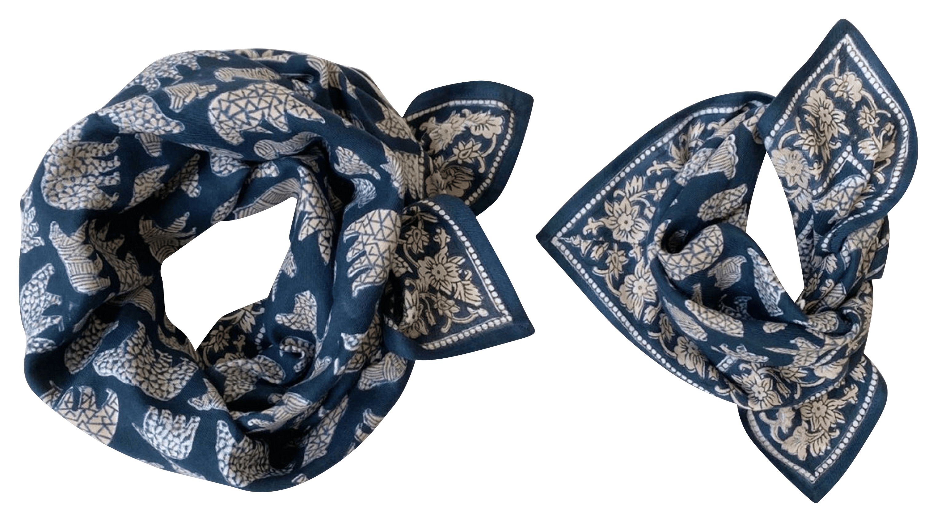 LATIKA - Foulard imprimé en coton | Bleu